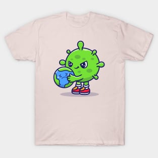 Corona Virus Holding Sad Earth T-Shirt